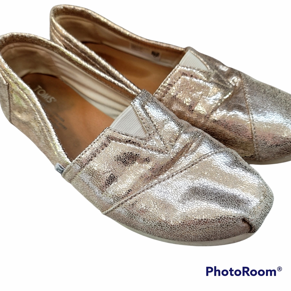 TOMS gold Glitter flats women's 6M